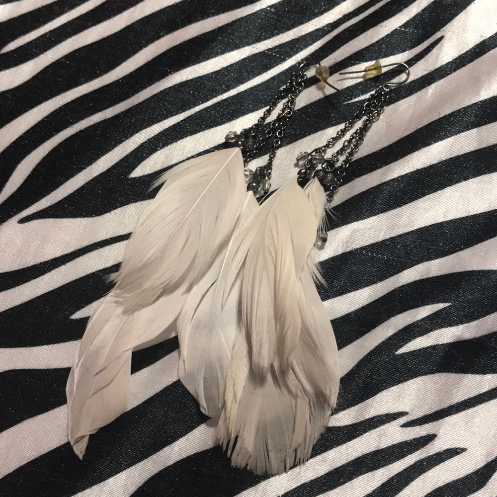 White Feather Earrings
